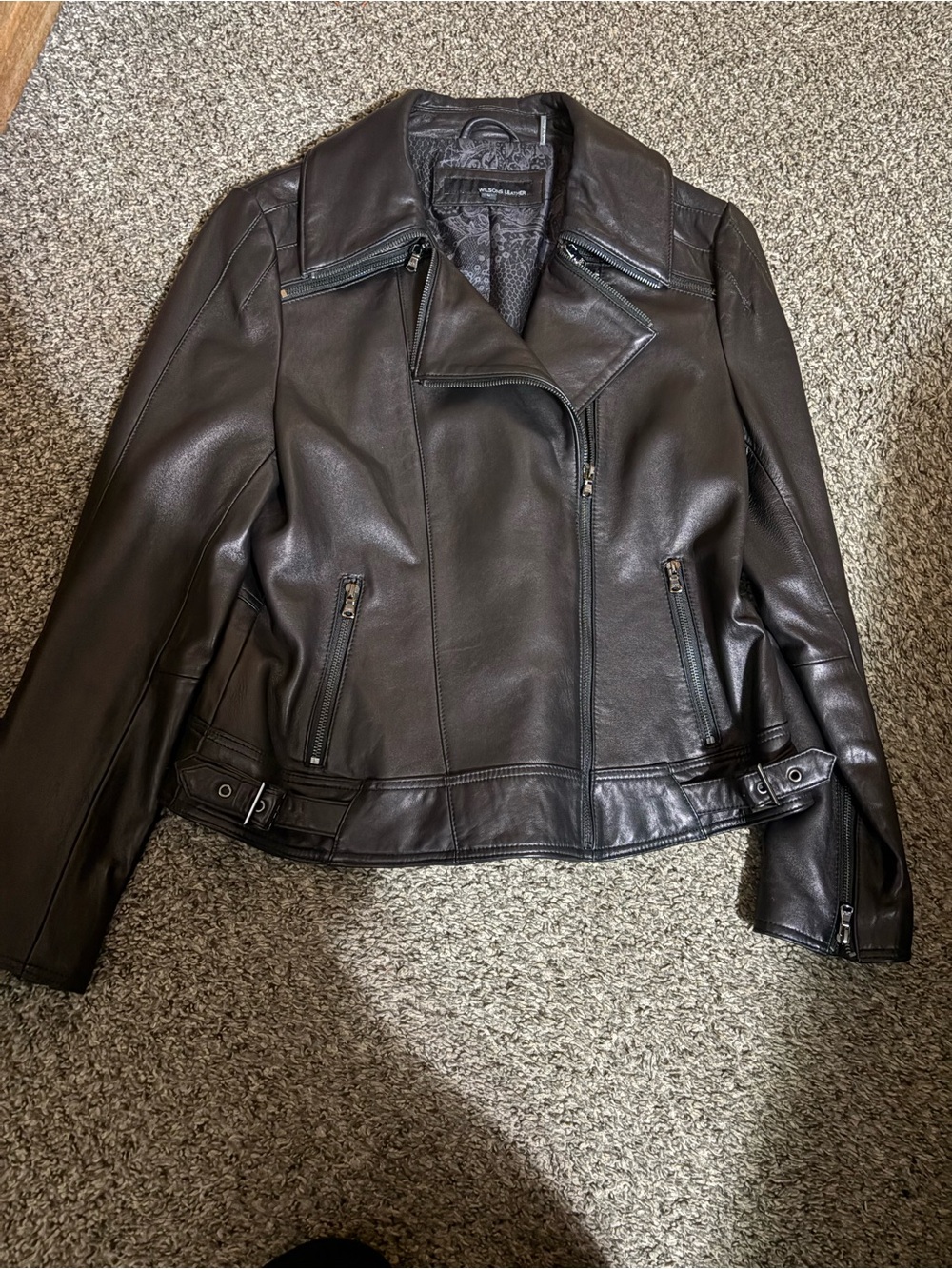 Wilsons Leather Dark Brown Moto Jacket